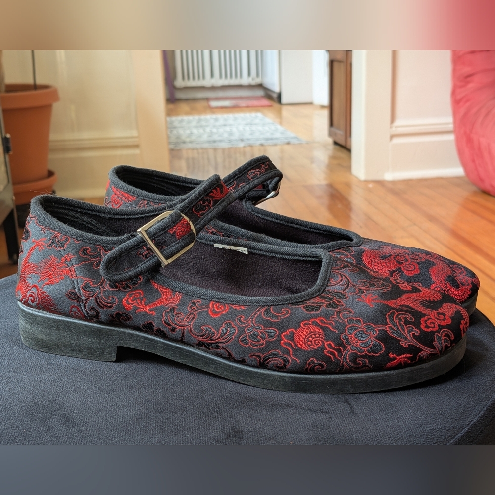 T.U.K. Red and Black Dragon Mary Janes